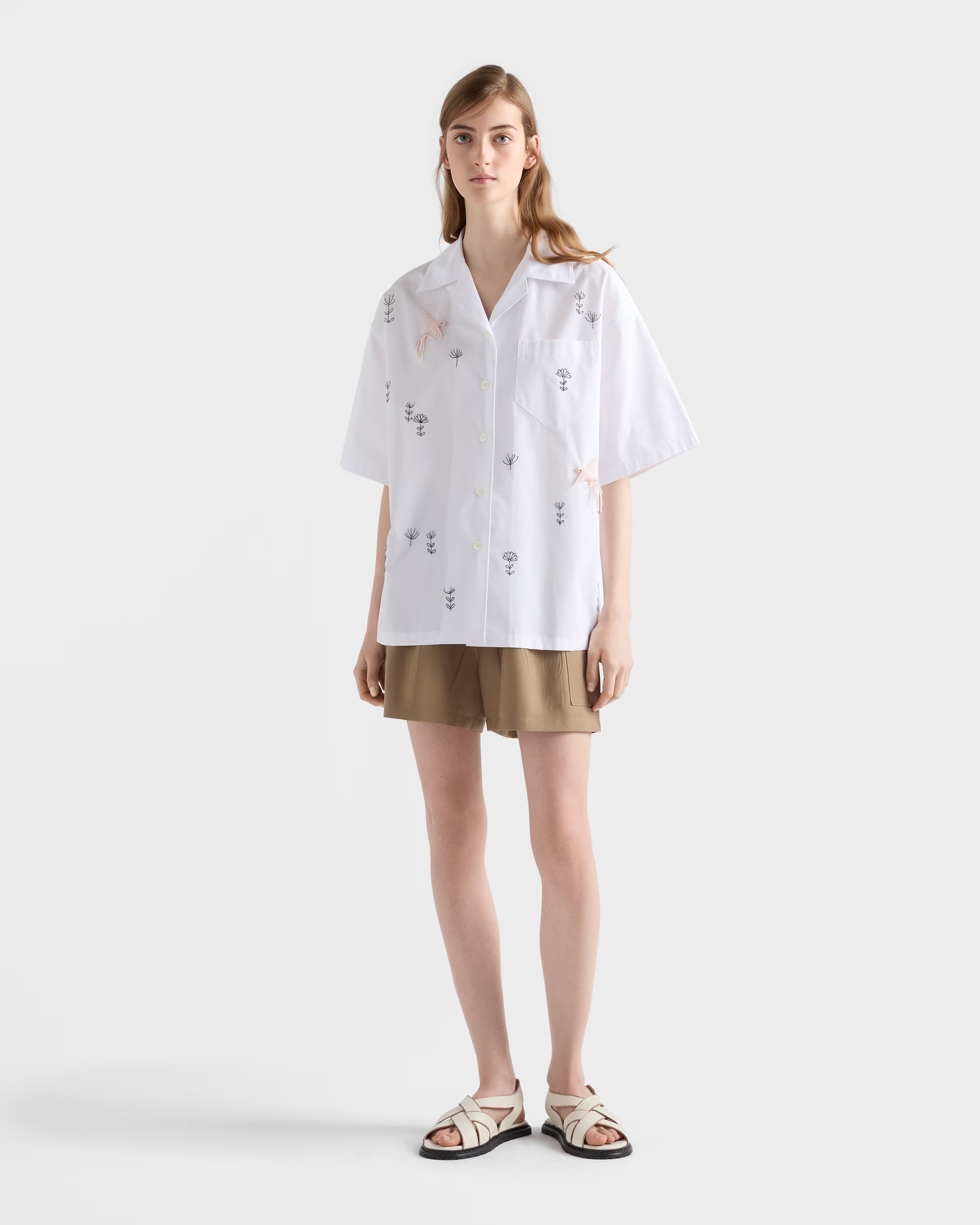 Embroidered poplin shirt — gallery image